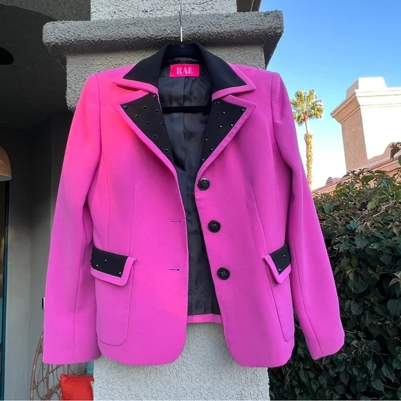 Upcycled Vintage Pink Black Colorblock Blazer